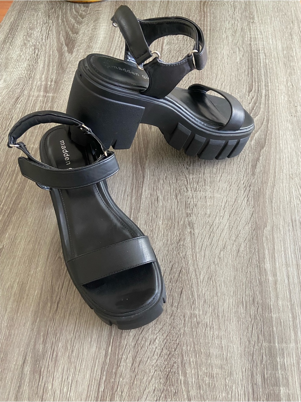 Madden Girl Chunky Black Platform Sandals